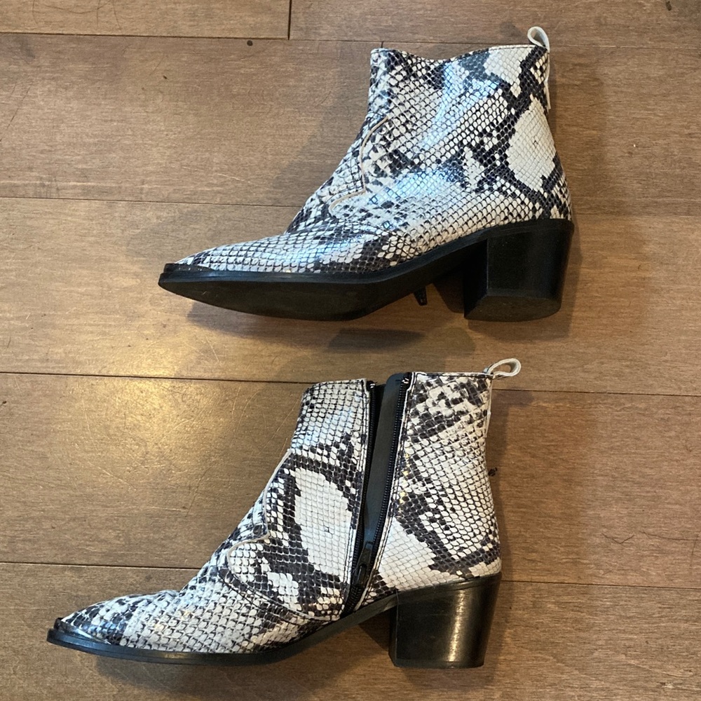 ASOS Depp Snakeskin Ankle Boots in Black and White
